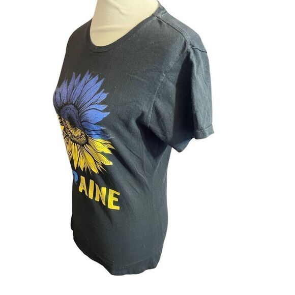 Ukraine Port Authority Women’s Black Short Sleeve 100% Cotton Graphic T-Shirt Si - Picture 4 of 6